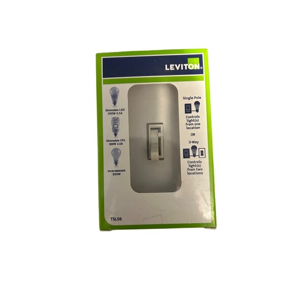 Leviton TSL06 LED/CFL Dimmer Switch Single Pole/3-Way 300W/600W Ivory - Picture 1 of 4
